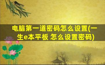 电脑第一道密码怎么设置(一生e本平板 怎么设置密码)